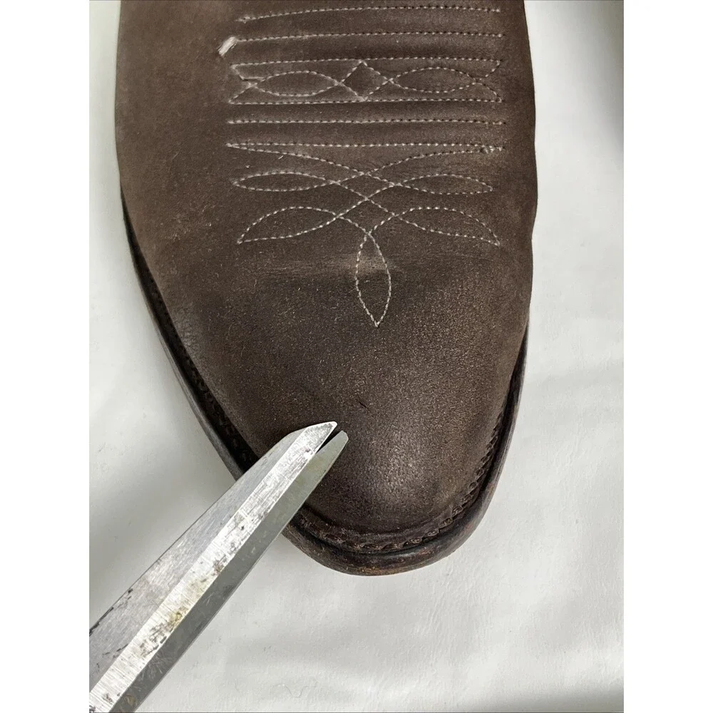 VTG Nocona Cowboy Boots Mens 9.5D Made In USA Brown Leather Western Snip Toe USA